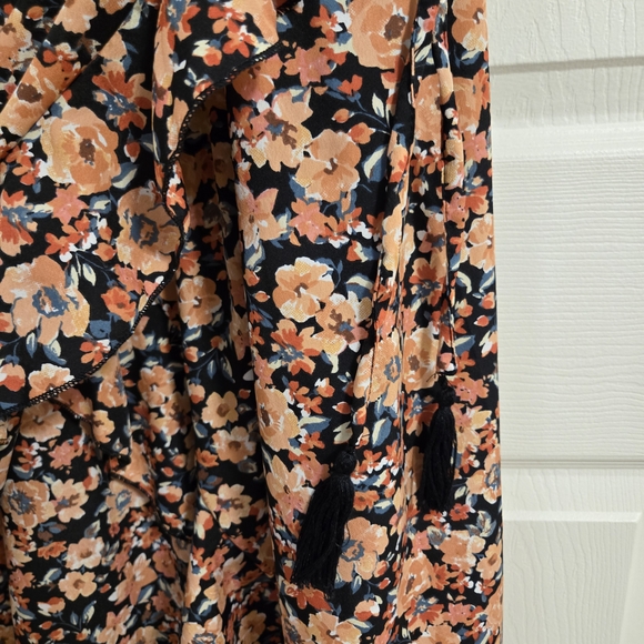 Indulge Floral Ruffle Off The Shoulders Maxi Dress in Black and Pink Size Large - Picture 10 of 11